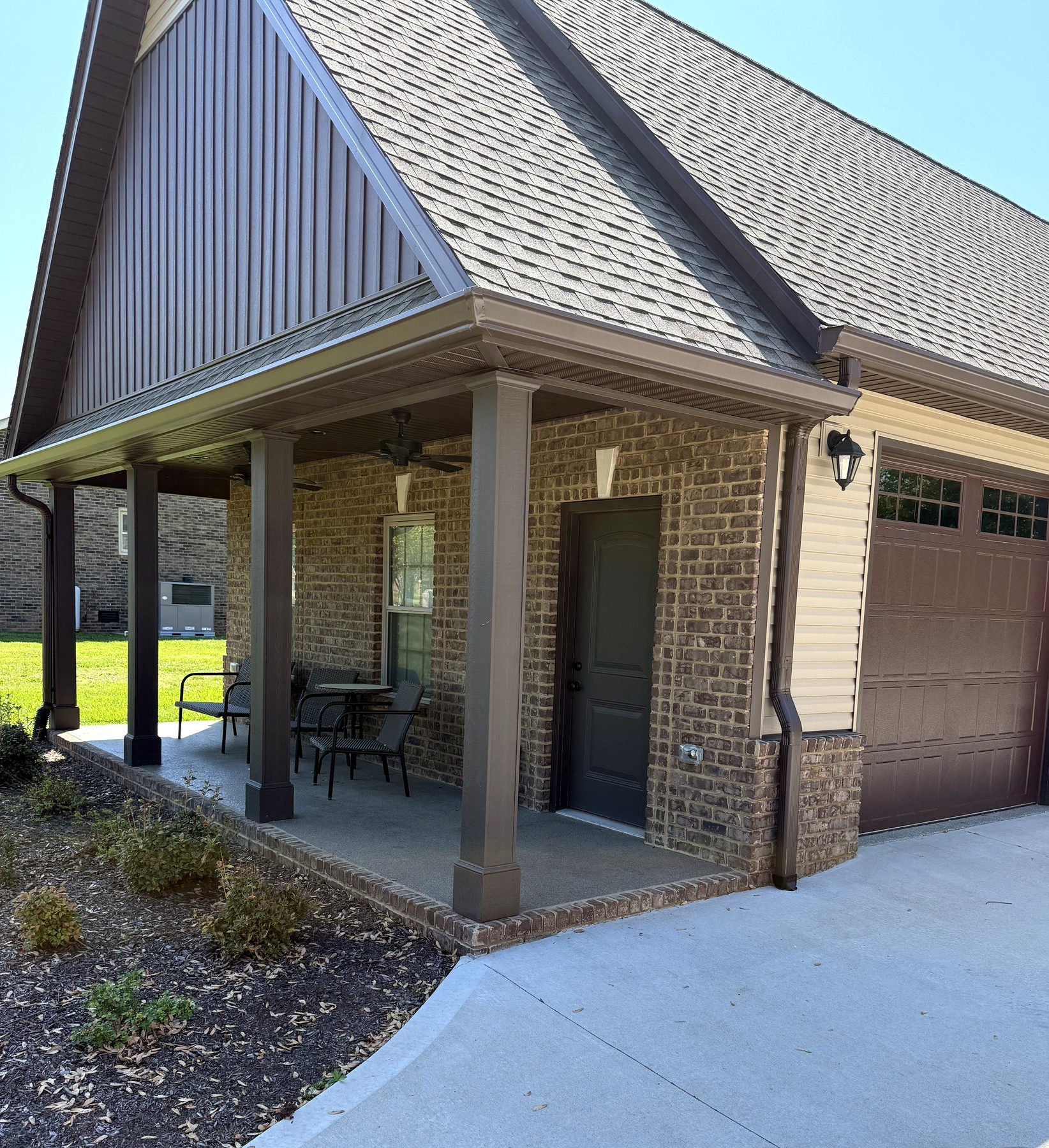 3-car detached garage with covered porch and storage — Clarksville TN — Yarbrough Homes